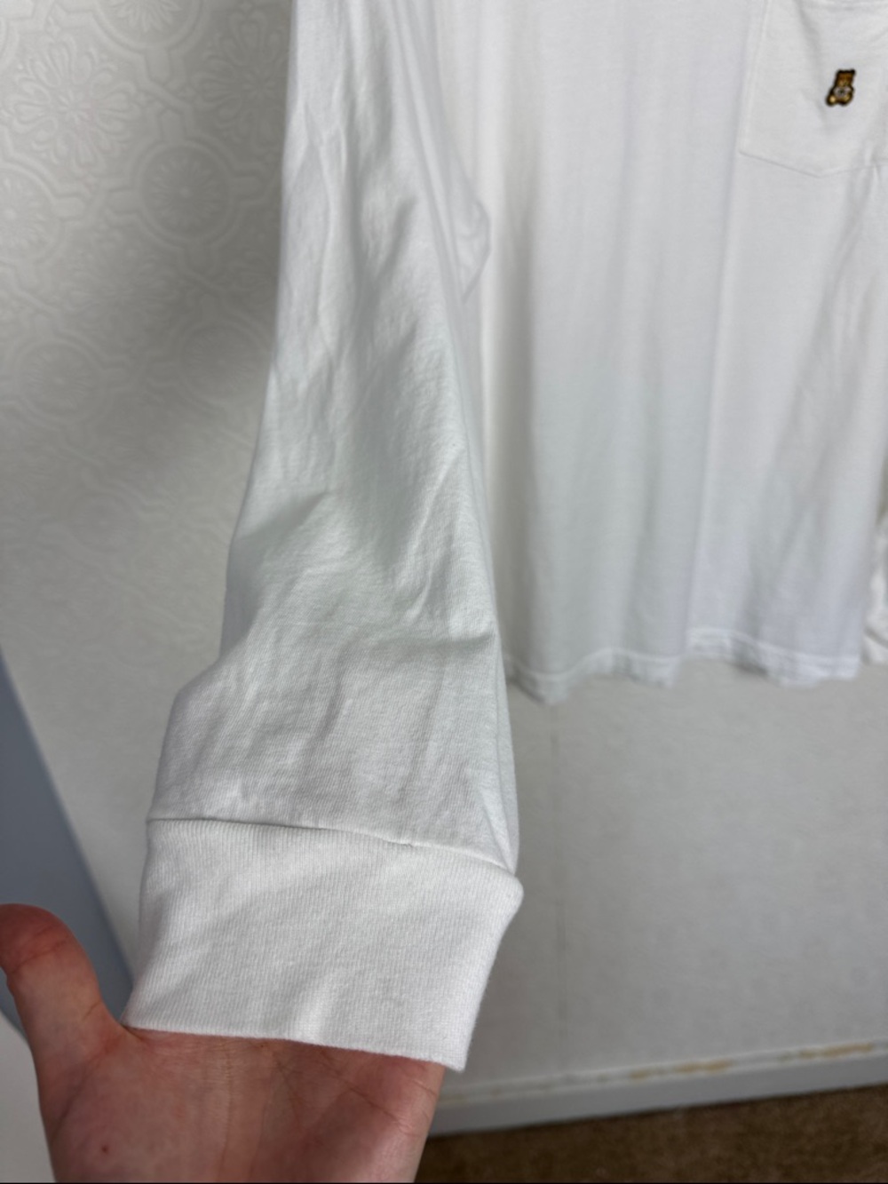 Teddy Fresh White Long Sleeve Pocket Tee Bear Logo Oversized 2XL - Picture 2 of 7